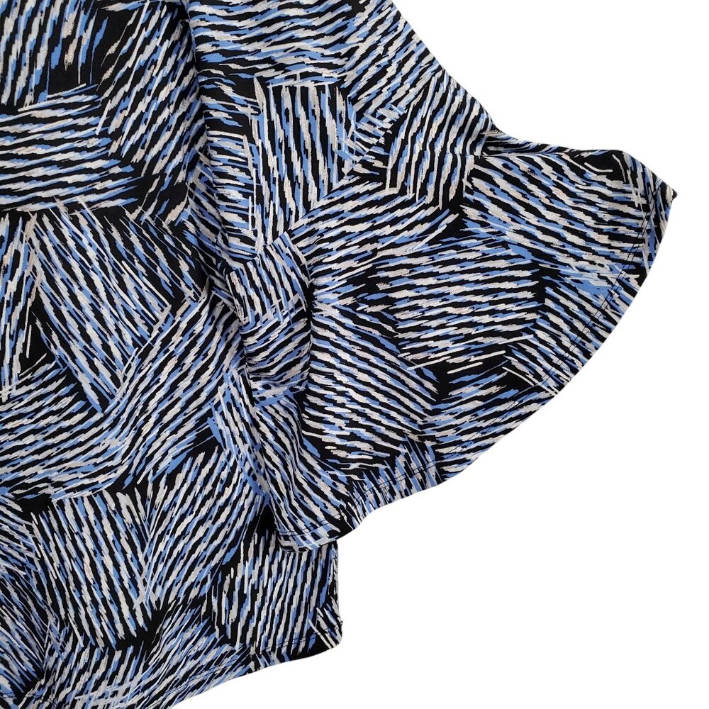 Kasper 3X Blouse Pullover Abstract Swirl Bell Sleeve Stretch Dressy Event Silver - Picture 7 of 13